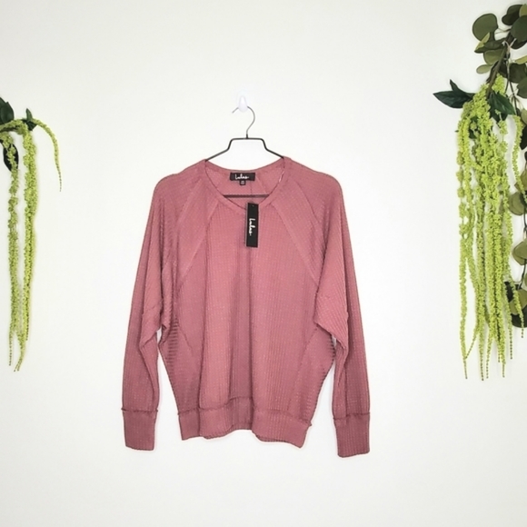 Lulus Tops - NWT Lulu's Mauve Waffle Knit Long Sleeve Top